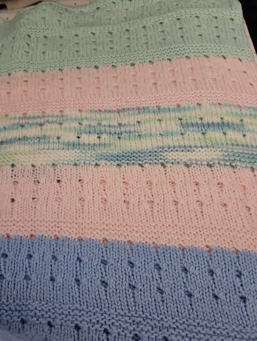 Striped Hand Knitted Crochet Baby Blanket